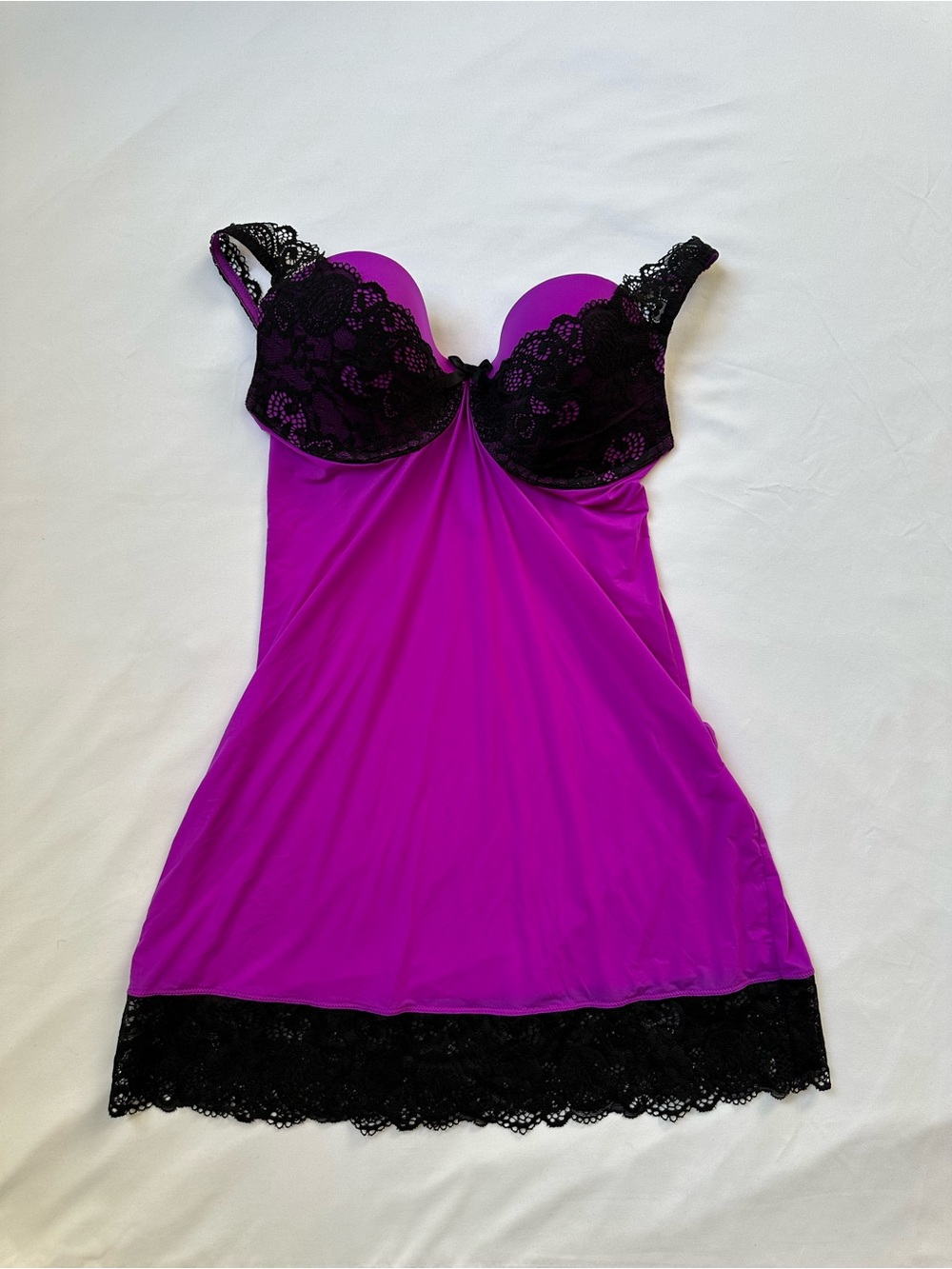 Victoria's Secret Purple Babydoll Slip with Black Lace